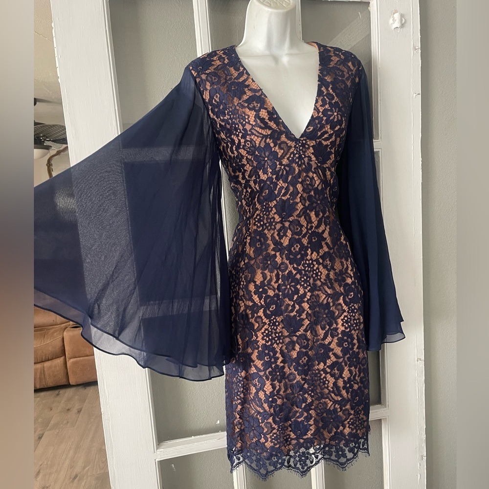 New Michael Kors Collection Navy Lace Dress Made in Italy